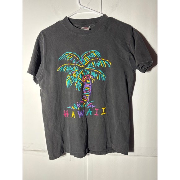 Oneita Power-T Other - Vintage Oneita Hawaii Palm Tree tee‎ Men's S/M Black Retro Vacation USA made
